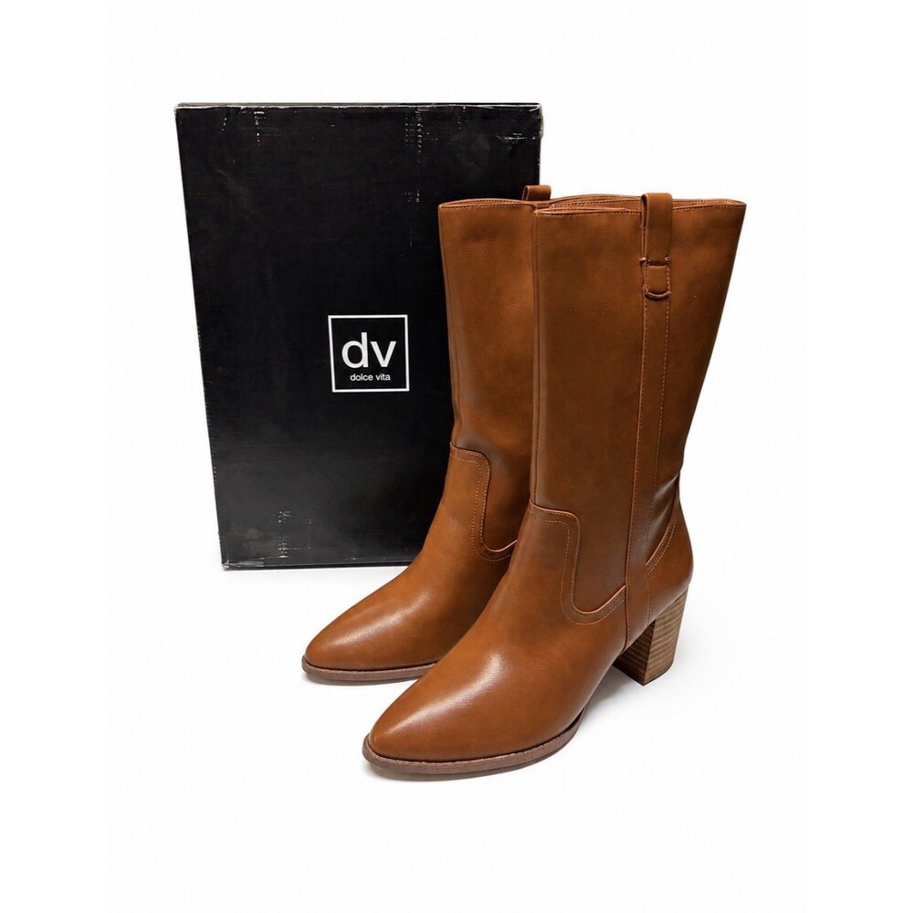 Dolce Vita Tezza Block Heel Cognac Boots Women’s Size 11 New In Box